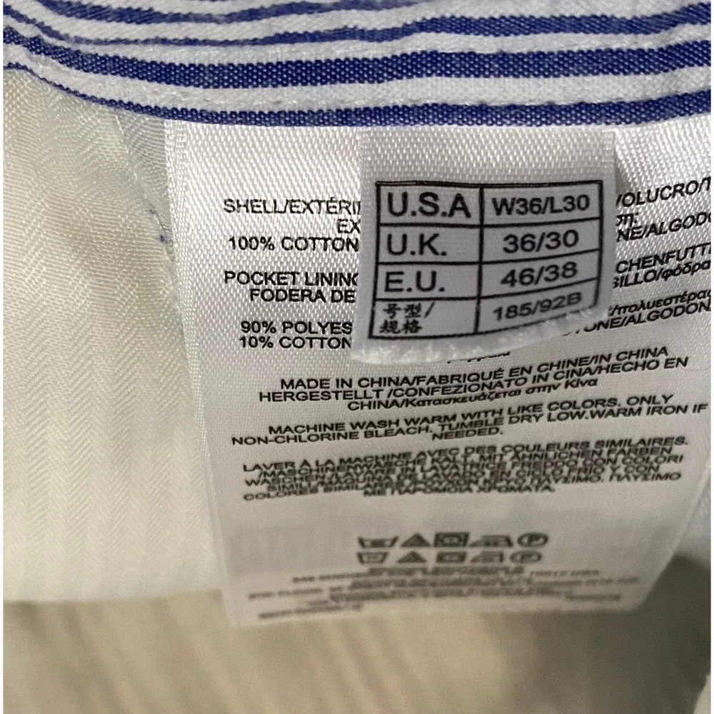 Brooks Brothers Clark Seersucker Pants‎ Mens 36x30 Blue White Striped Cotton
